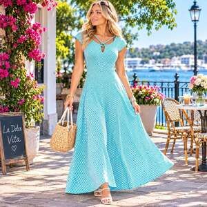 Laura Biagiotti Roma Striped Shimmer Maxi Dress